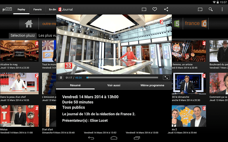 meilleures applications streaming tv android francetv pluzz