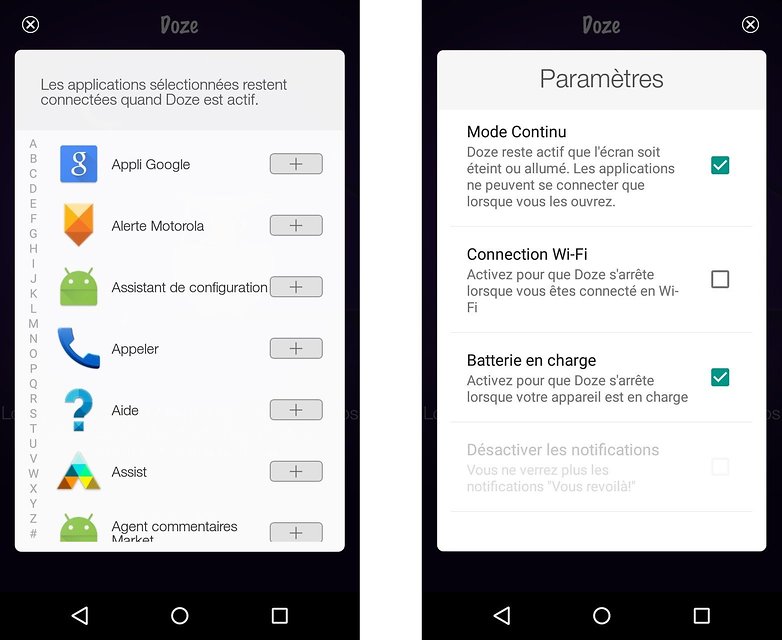 test comparatif doze vs greenify fonctions telechargement images 02