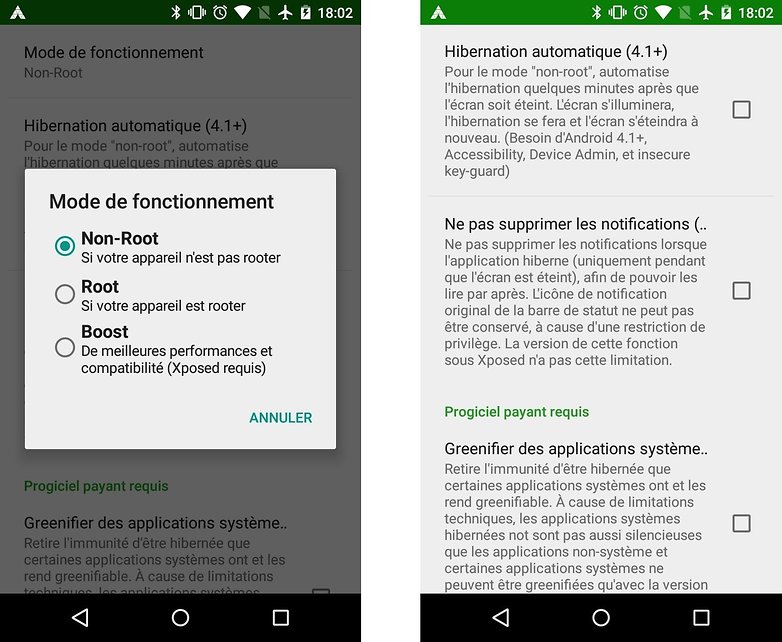 test comparatif doze vs greenify fonctions telechargement images 03