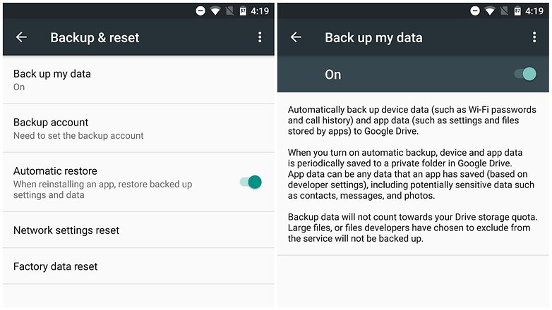 nexus 6 marshmallow app backup