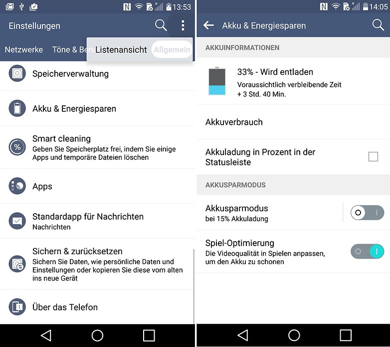 Akku sparen Lg V10