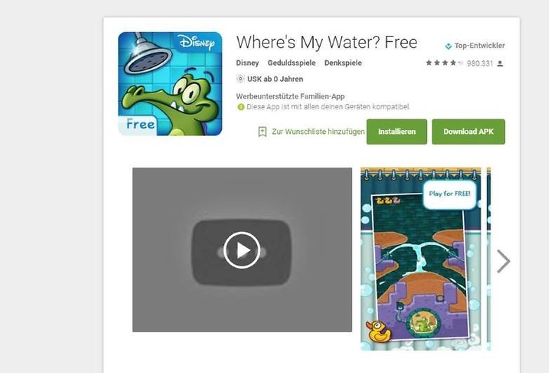 Altershinweis Google Play Store