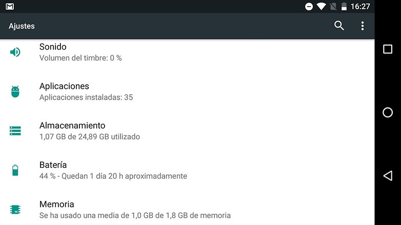 Android N ajustes
