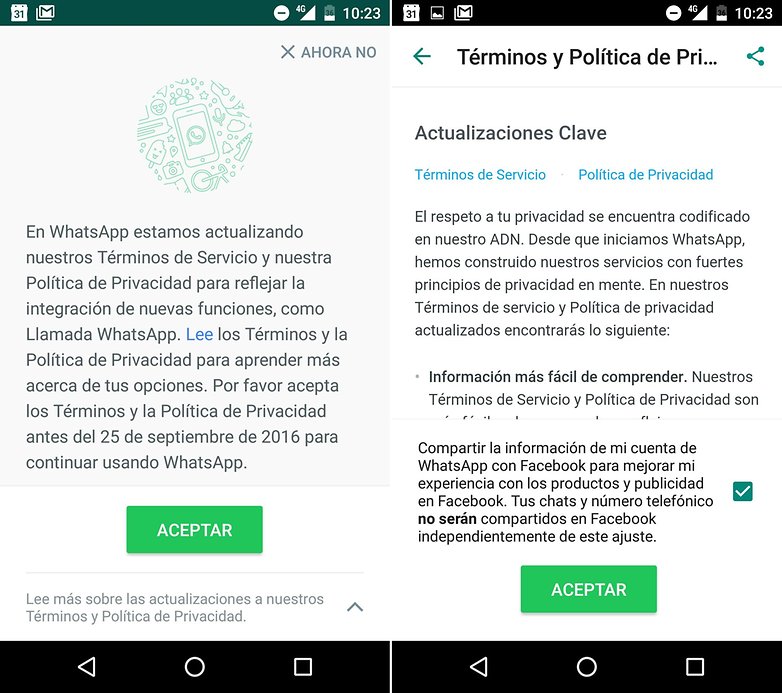 AndroidPIT no compartir whatsapp facebook