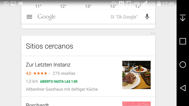 google now sitios cercanos