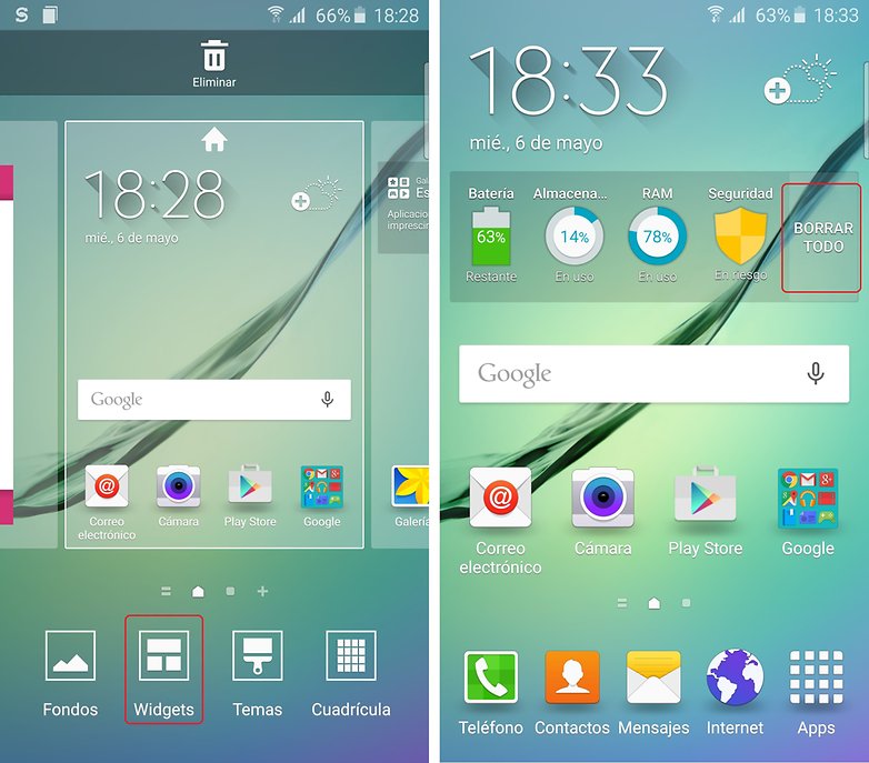 galaxy s6 ram widget es