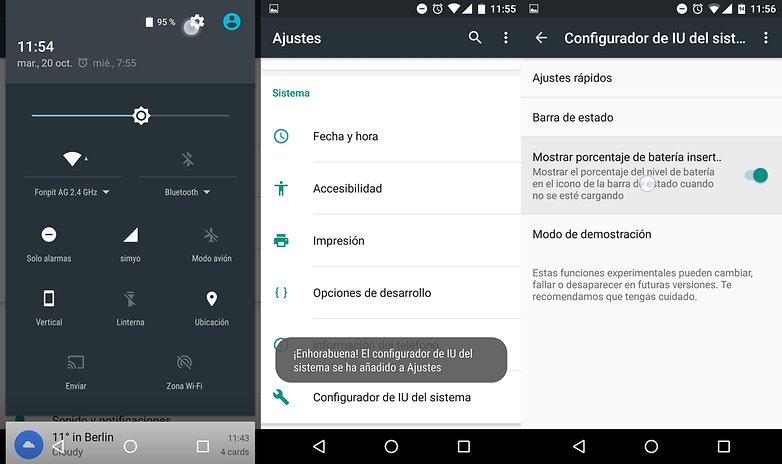 configuracion iu porcentaje bateria