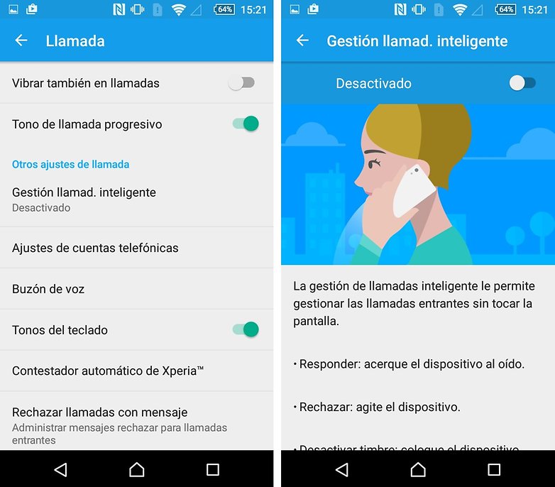 gestion llamadas xperia