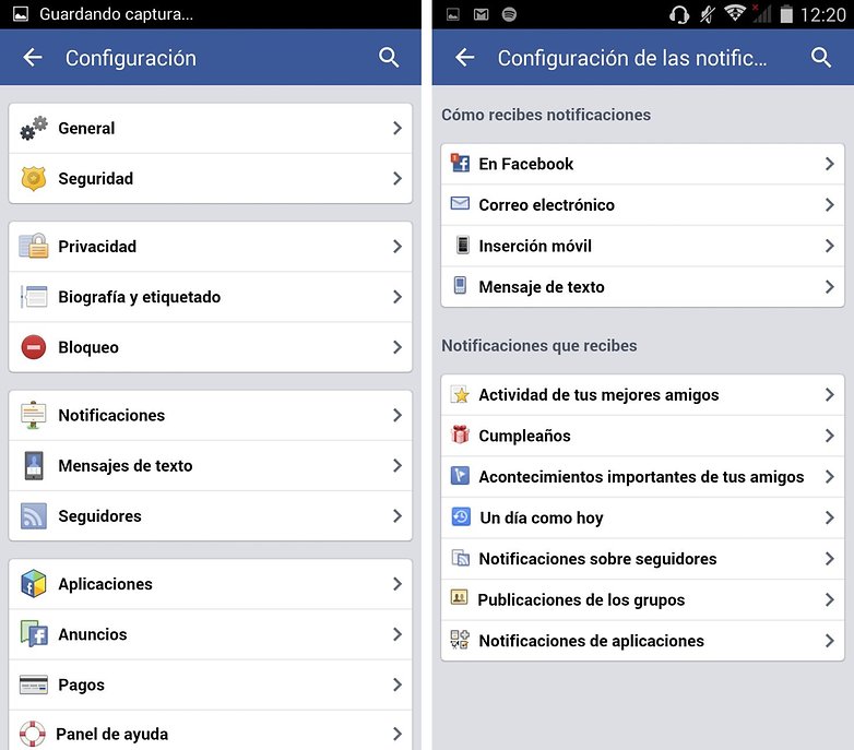notificaciones fb