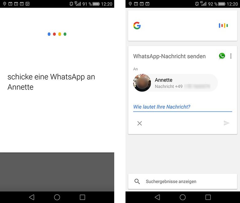 Google Now kann WhatsApp vershicken