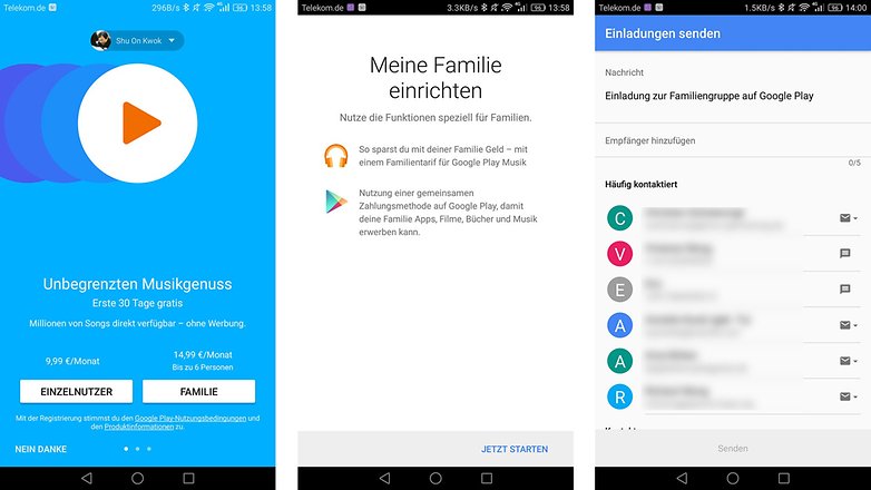 Google Play Musik Familie Trick