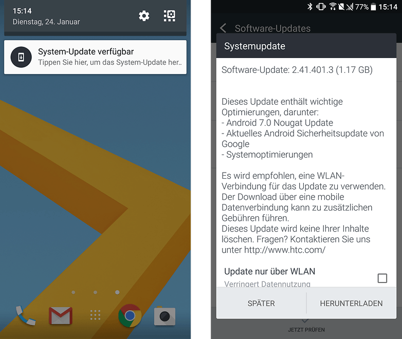 HTC 10 Android Nougat Update EU DE