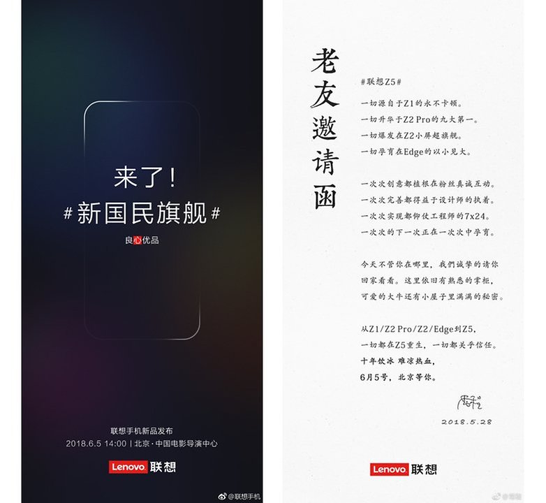 Lenovo Z5 Launch date Lettere to fans ZUK