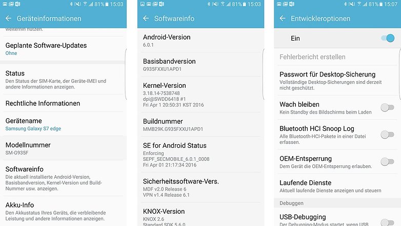 Samsung Tipps Tricks S7 Entwickleroption