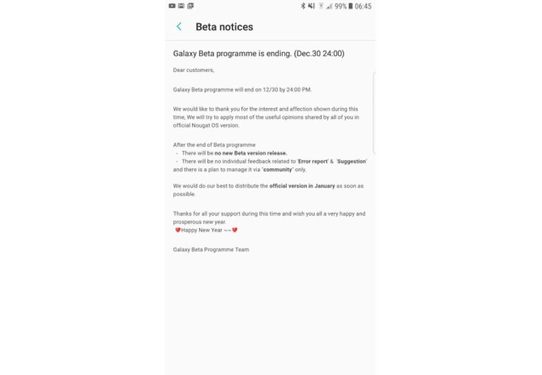 galaxy S7 beta ende