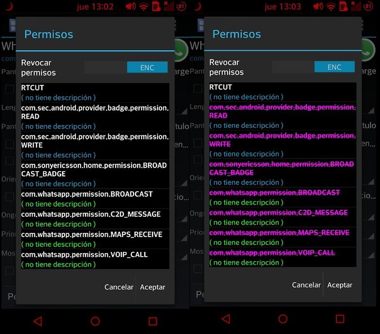 Permisos app settings