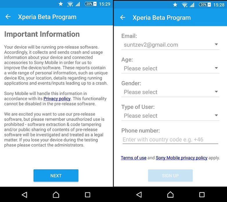 beta xperia