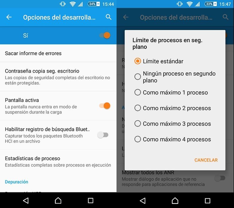 limite procesos pantActiva