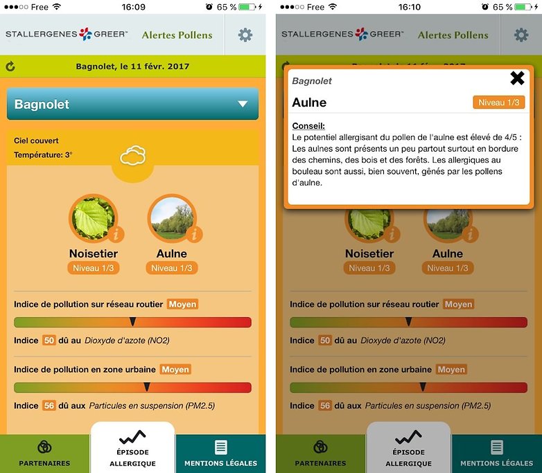 alertes pollen android