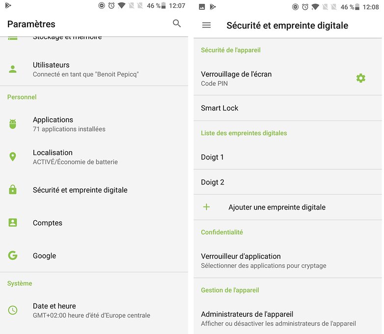 androidpit FR lecteur empreintes