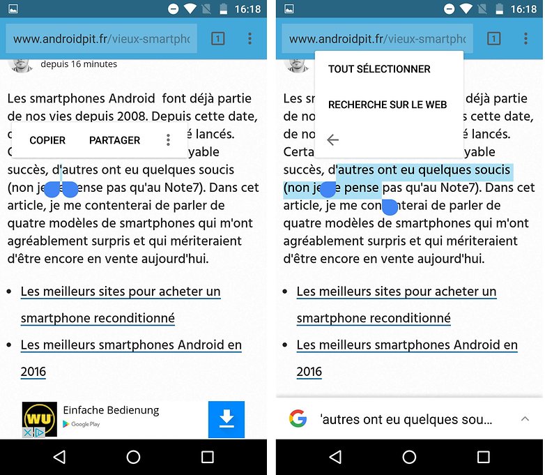 androidpit FR onglets