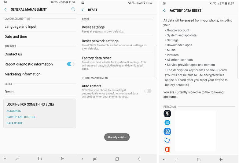 androidpit factory reset s8