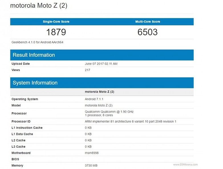 androidpit geekbench moto z2 play