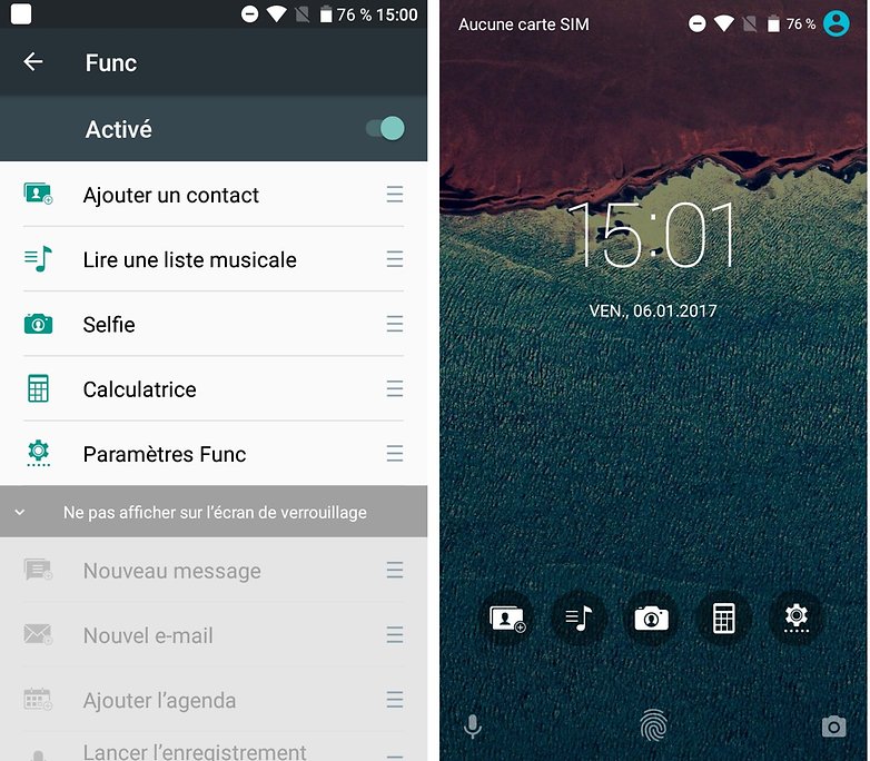 androidpit shine lite raccourcis