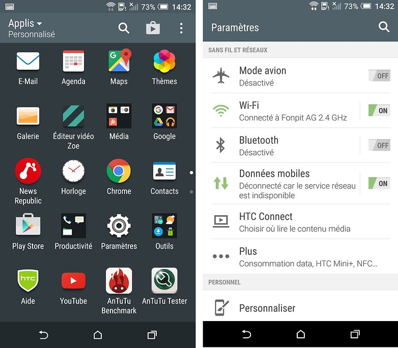 htc one a9 parametres