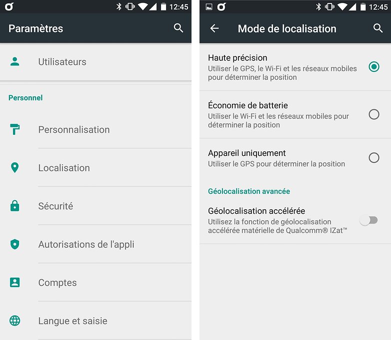 localisation parametres