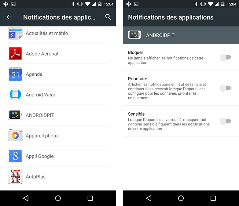 notifications parametres