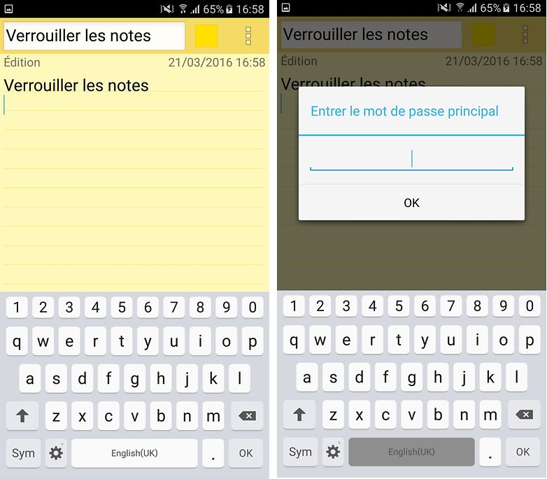 verrouiller notes