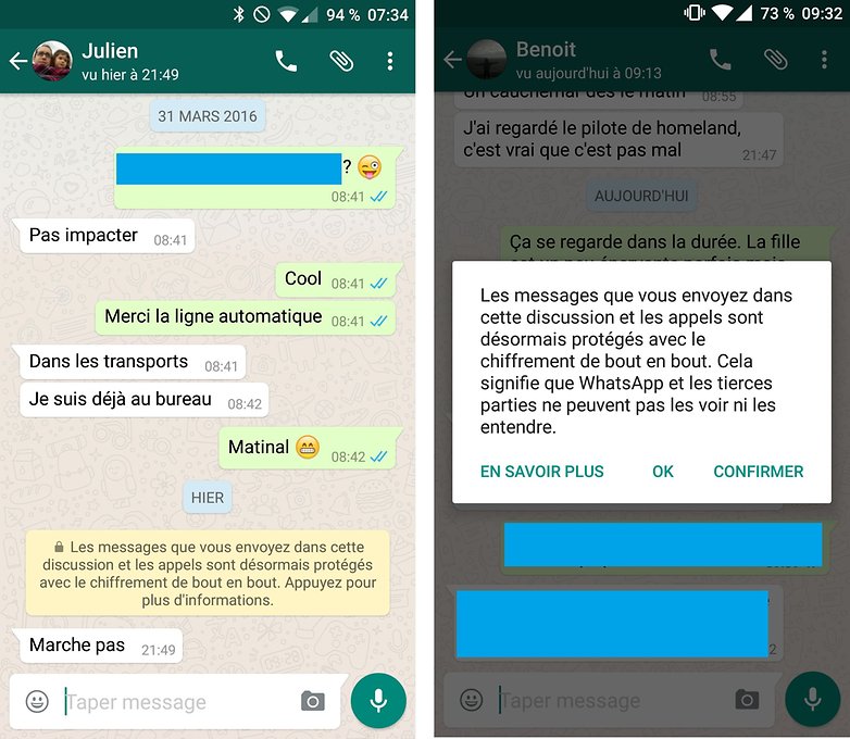 whatsapp chiffrement