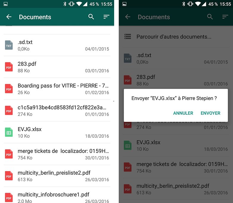 whatsapp envoi documents