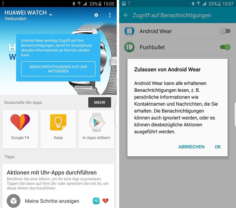android wear benachrichtigungen aktivieren