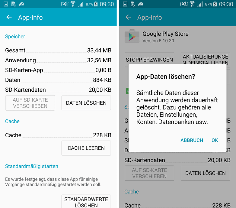 google play store app daten loeschen