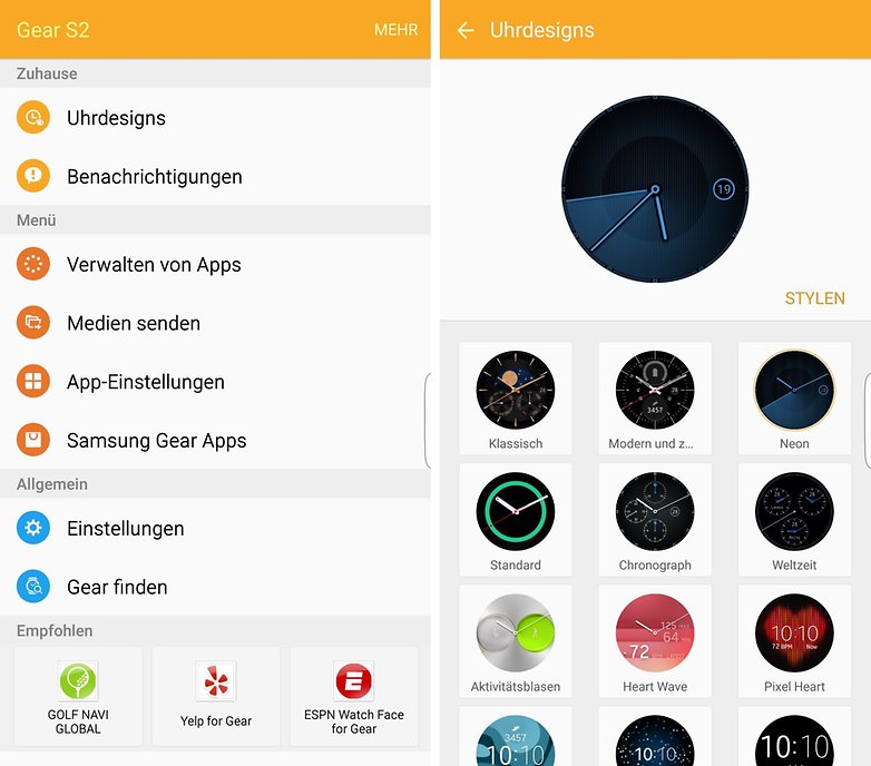 samsung gear s2 de watchface change