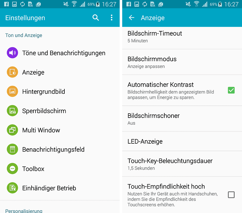 touch key beleuchtung deaktivieren