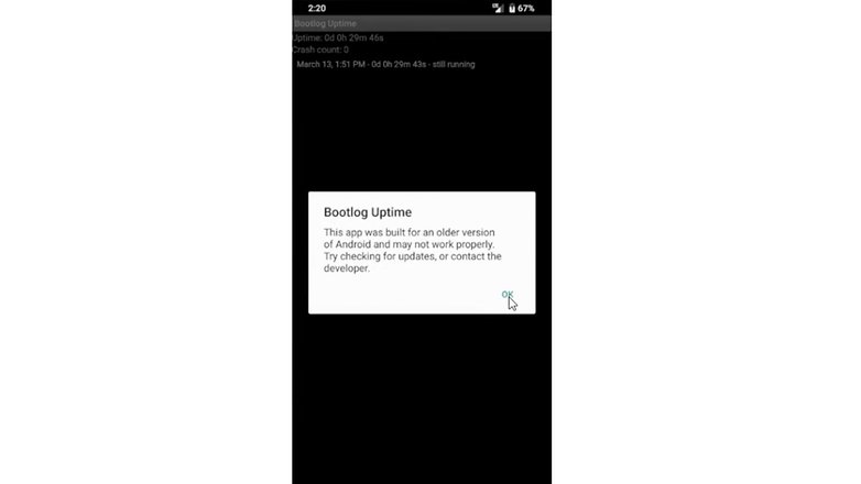 falha app antigo