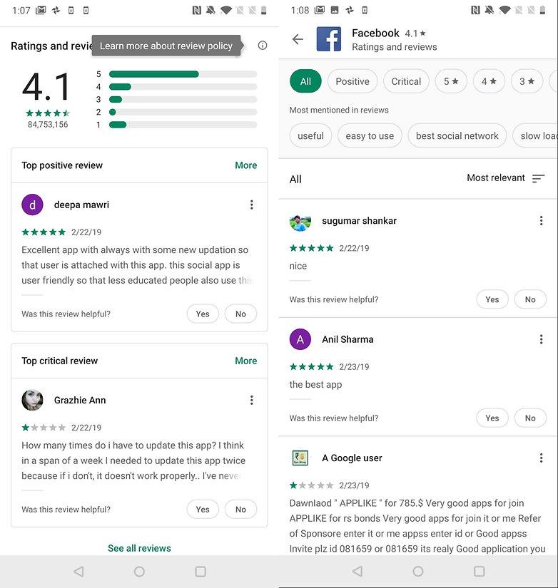 androidpit play store reviews