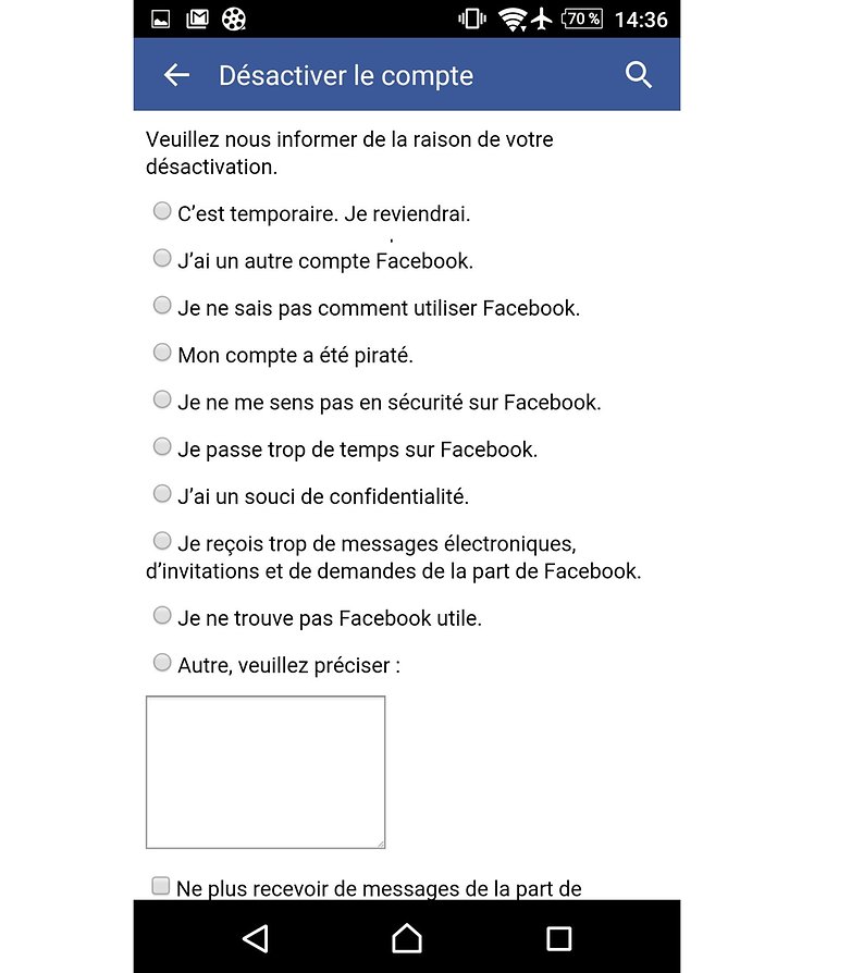 desactivation compte