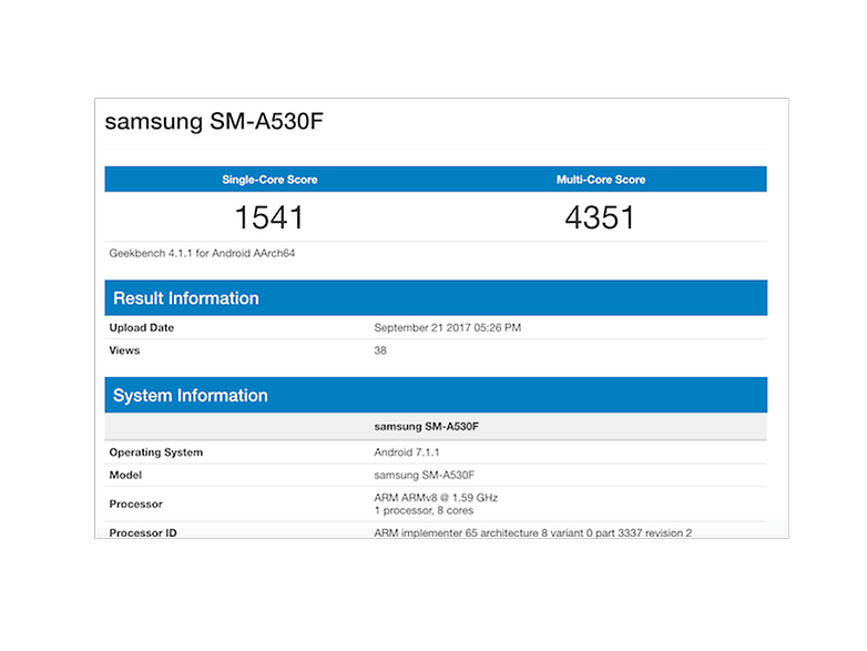 geekbench galaxy a5 2018
