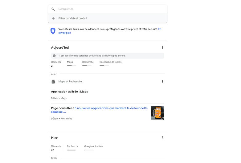 google mon activite