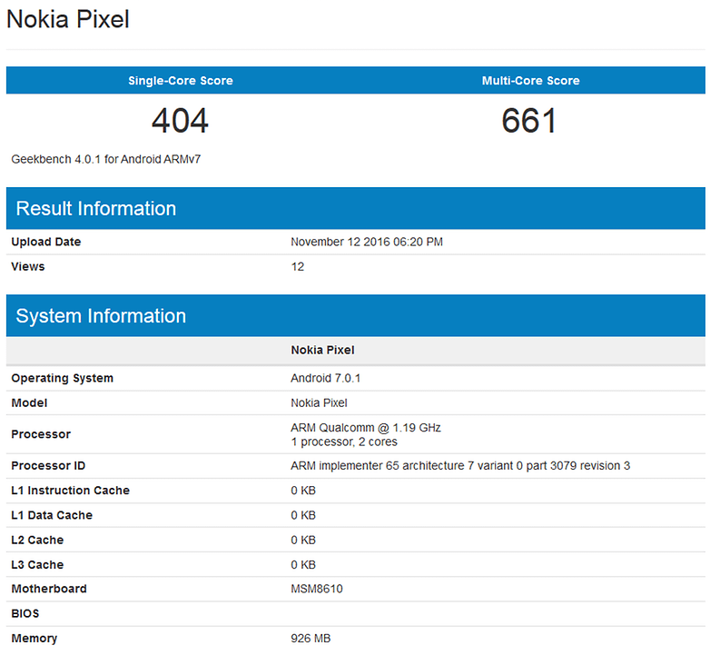 nokia entree gamme geekbench