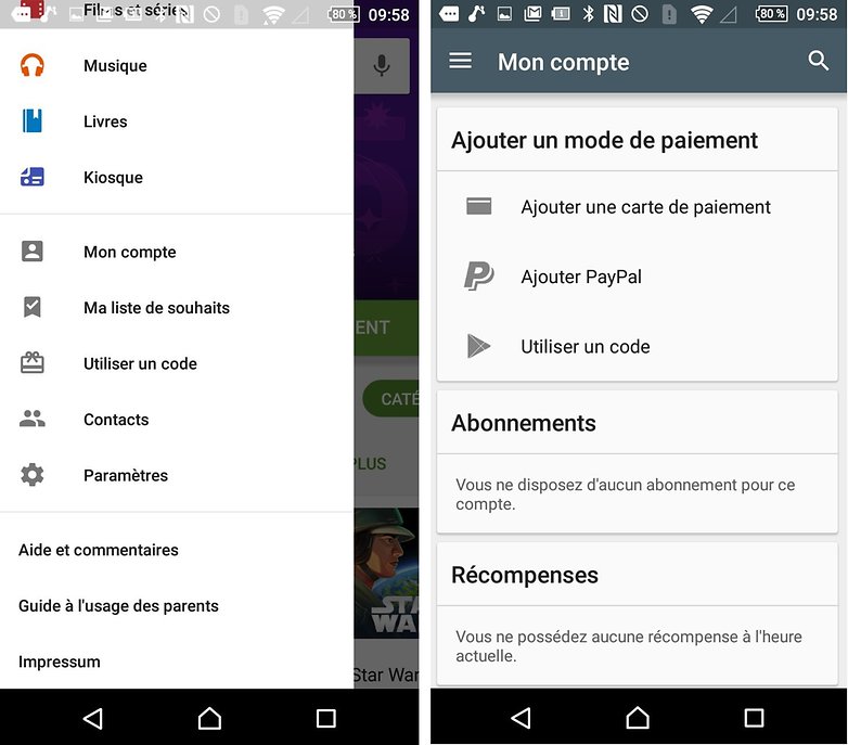 paiement depuis options
