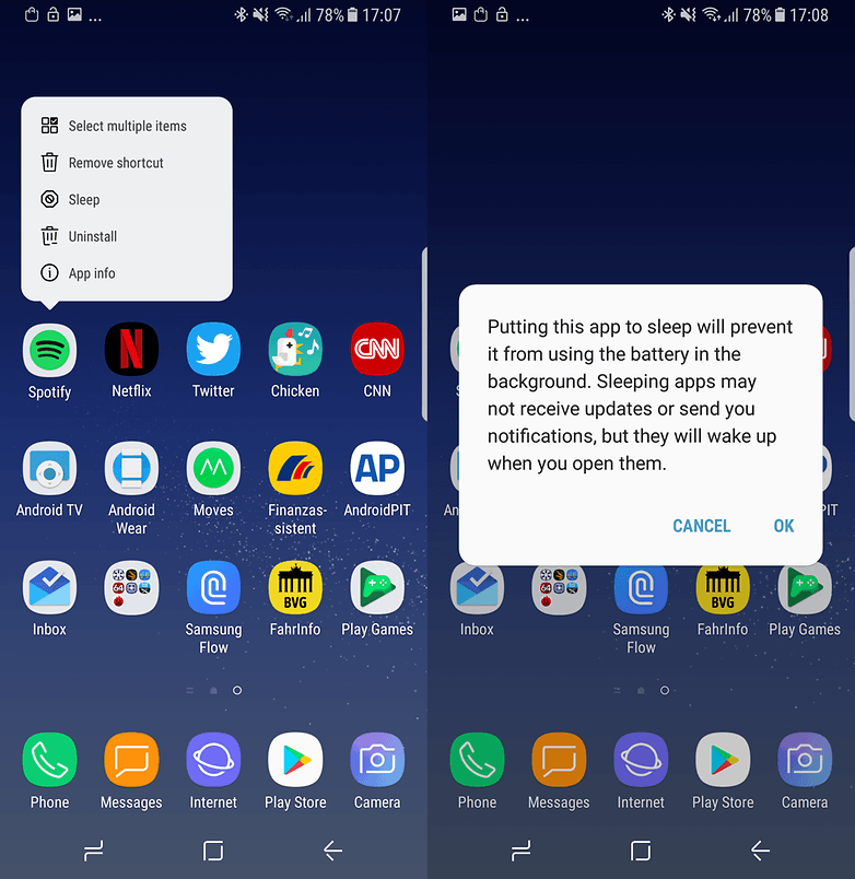 s8 tips app sleep