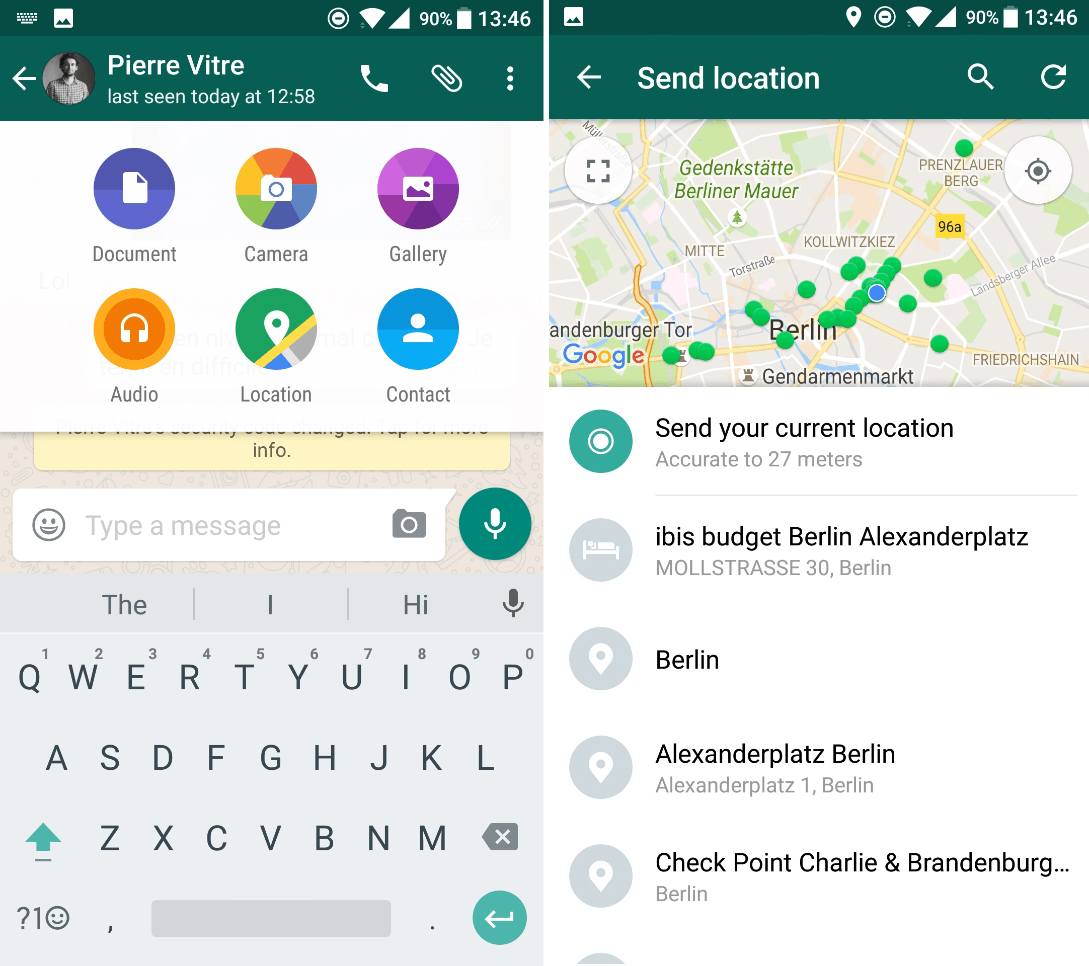 location WhatsApp on Oppo