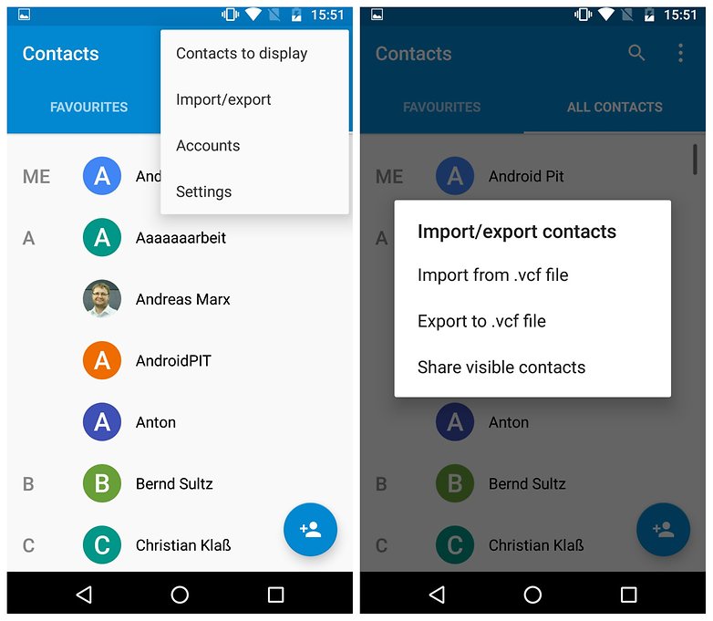 export contacts