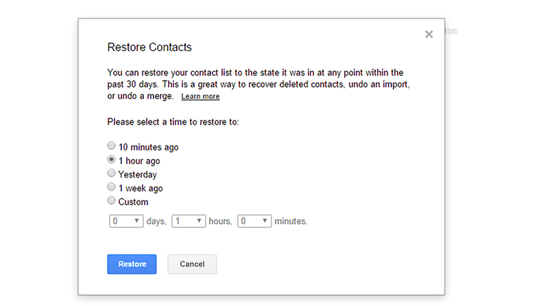 restore contacts 2
