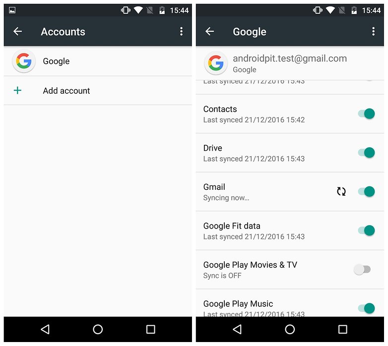 sync google account